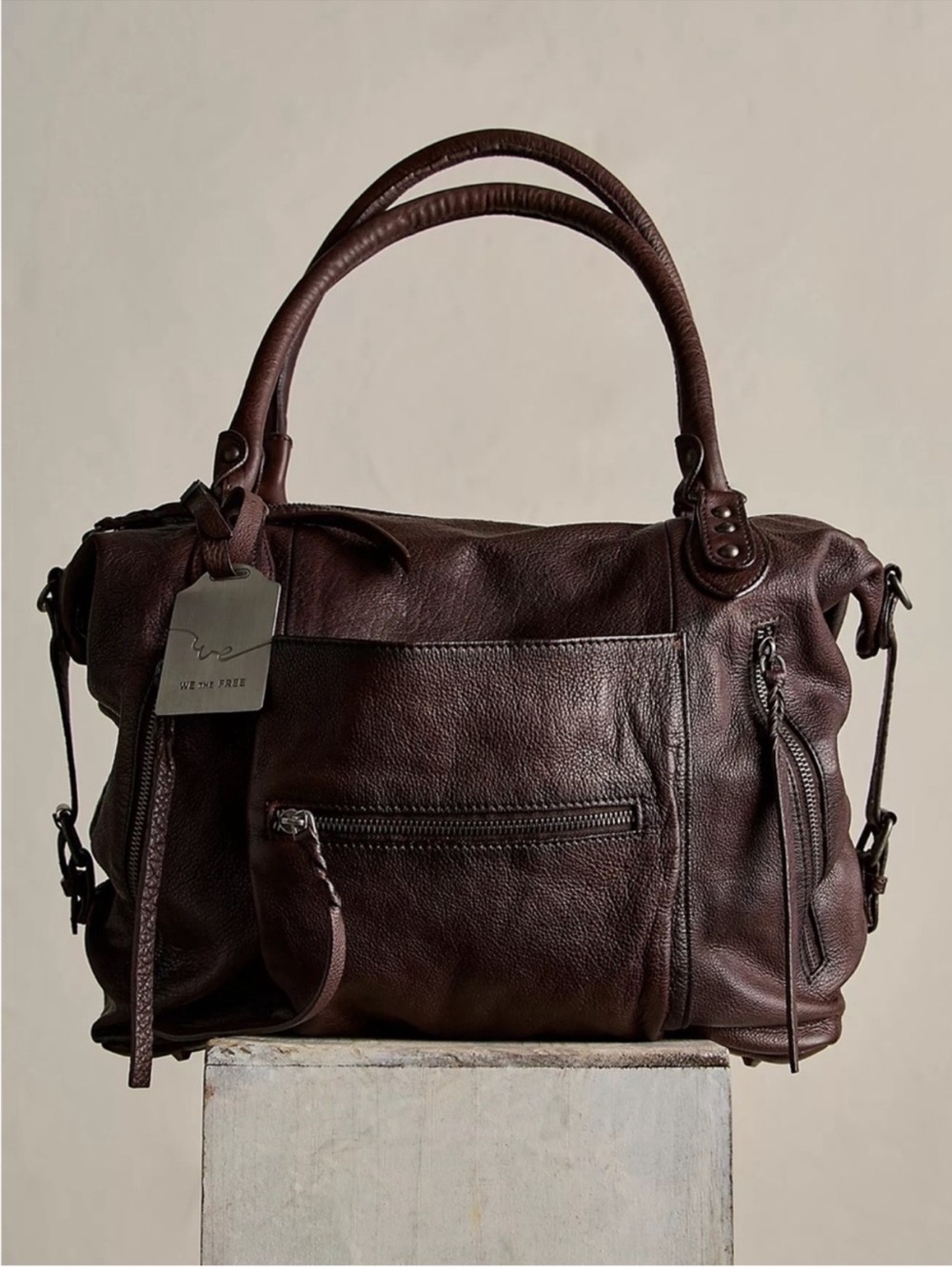 Free people Emerson Tote Bag Bitter Bark Chocolate Brown We The Free Purse NEW